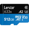 Cartes mémoires Lexar microSDXC 512 Go Blue series 633x UHS-I (100 Mb/s) 