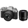 Appareil photo Hybride à objectifs interchangeables Fujifilm X-T50 Argent + 15-45mm + TTartisan 56mm F1.8
